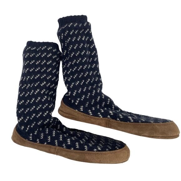 LL Bean Men's (6-7) Women's (7.5- 8.5) Navy Blue Sock Slippers - Picture 1 of 6